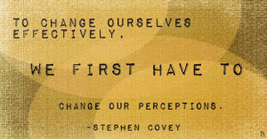 ... effectively, we first have to change our perceptions. -Stephen Covey