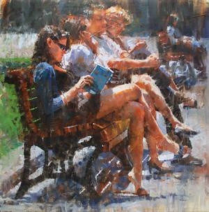 Mark Lague park bench reading