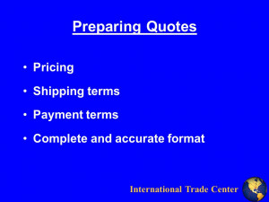 International Trade Center Preparing Quotes Pricing Shipping terms