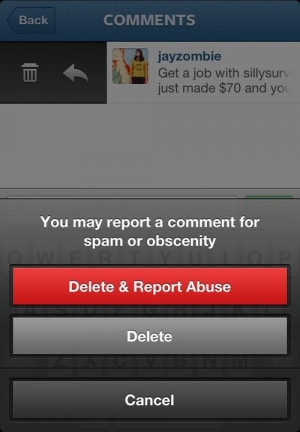 Users can now report individual comments as abuse or spam