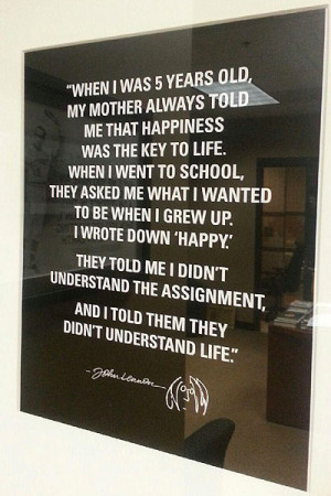 ... quote about happiness is framed on the wall in Clint Hurdle's office