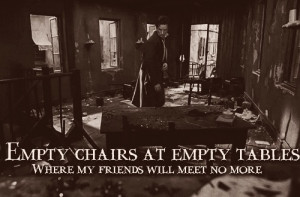 Empty chairs at empty tables!