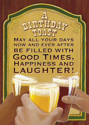 hazy jean birthday card beer cheers toast illustration