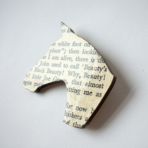 Image of Anna Sewell - 'Black Beauty' original book page brooch