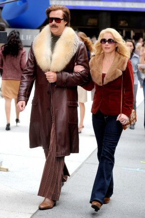 Will Ferrell and Christina Applegate on the set of 'Anchorman: The ...