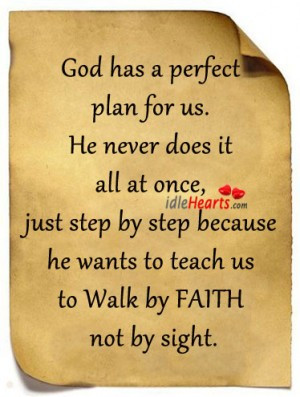 God has a perfect plan for us ~ Faith Quote