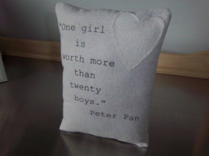 Peter Pan throw pillow handmade quote J M Barrie Wendy ornament ...