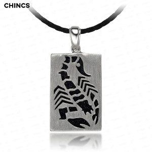 silver pendants scorpion pendant male leather necklace silver jewelry