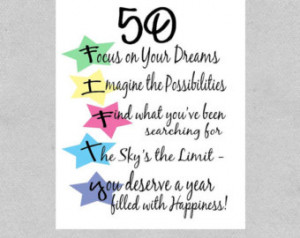 50th Birthday Card, Milestone Birthday Card, Follow Your Dreams Card ...
