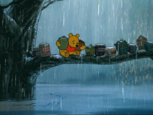 Winnie Pooh #gif #rain #lluvia #inundacion #flood #miel #honey