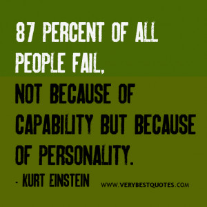 87 percent of all people fail, not because of capability but because ...