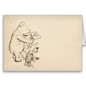 Classic Pooh Bear Pig Illustration Card