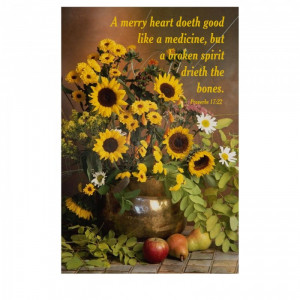 Fridge magnet pictures a vase of sunflowers with bible verse