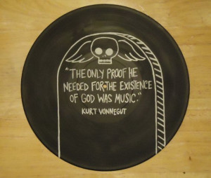Kurt Vonnegut Quote Painted Vinyl Record by valderie on Etsy, $25.00