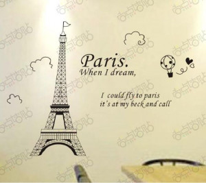 Fashion Paris Eiffel Tower Removable Vinyl Art quotes Wall Sticker DIY ...