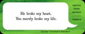 He broke my heart. You merely broke my life.” Lolita (Vladimir ...