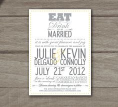 Eat Drink and Be Married Modern Wedding by TheMemoryTrunk on Etsy, $3 ...