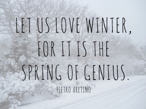 ... us love the winter, for it is the spring of genious. - Pietro Aretino