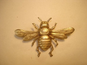 Jumbo Bee Brooch Gold Tone