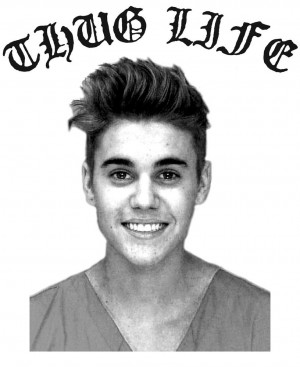 Justin MUGSHOT Bieber Thug Life Belieber Miami Twist Tupac T Shirt ...