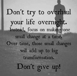 ... small change at a time . Over time, these small changes will add up to