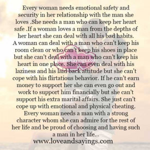 Every woman needs emotional safety and security in her relationship