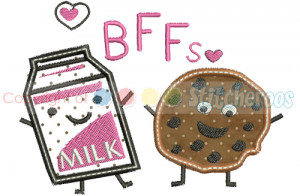 BFF Cookies and Milk Applique set-3 sizes