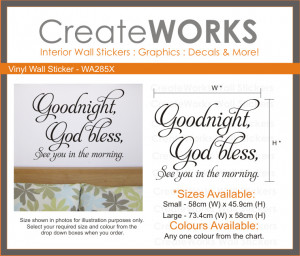 Details about Goodnight, God Bless Wall Sticker | Wall Quote | Wall ...
