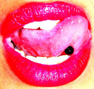 Tagged: lips sexy red pink piercings tongue rings jewelery