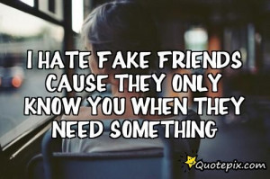 Hate Fake Friends Cause They Only Know You When They Need Something