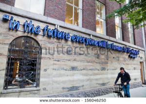 ROTTERDAM, NETHERLANDS - SEPTEMBER 20: quote of Andy Warhol at a wall ...