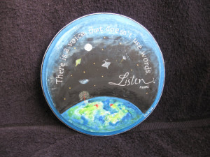 Rumi quote painted on wood