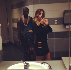 Kim Kardashian And Kanye West Take Bathroom Selfie Before Show