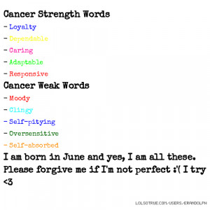 Dependable - Caring - Adaptable - Responsive Cancer Weak Words - Moody ...