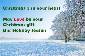 Christmas postcard of winter landscape: May love be your Christmas ...
