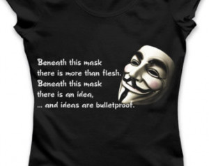 9092 V FOR VENDETTA QUOTE Ladies T- SHiRT revolution Anonymous Disobey ...