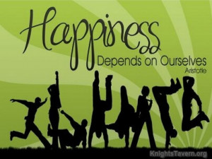 Happiness depends on ourselves. Aristotle Quote Wallpaper