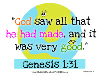 Genesis 1:31 Bible Verse Printables