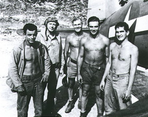 Charles Lindbergh (2nd from left) on EmirauIsland May 1944