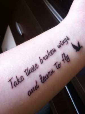 arm, beautiful, inspiration, quote, tattoo, wings