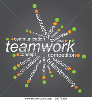 Team work concept with tag cloud on white background - vector ...