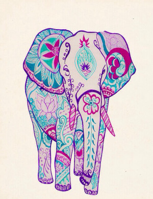 background, blue, elephant, pink, tribal, tribalprint, wallpaper