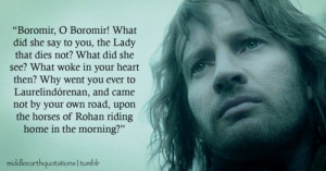 Pippin of what he experienced with the Palant í r, The Two Towers ...