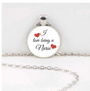 Quote Pendant, I love being a Nurse, Red Hearts Necklace Jewelry ...
