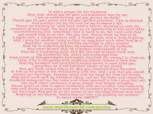 wife's prayer for her husband.Dear God,thank you for your ...