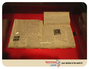Anne Frank Diary at Anne Frank Museum in Berlin pages 92 and 93. Photo ...