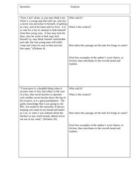 Great Expectations Chapters 1-3 Quotation and Analysis Activity