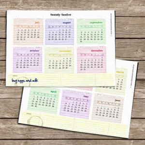 Free printable 2012 calendar - notepaper theme by Clementine Creative