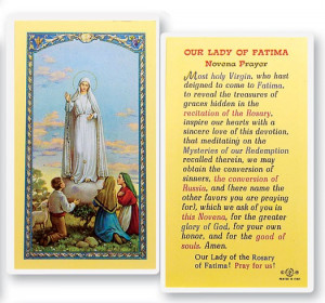 Our Lady of Fatima - Novena Laminated Prayer Cards 25 Pack - Full ...