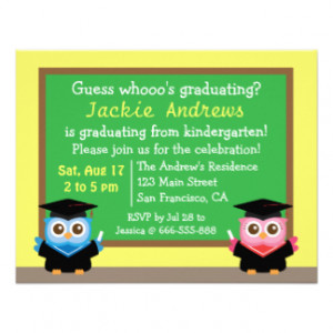 Colorful, Cute Owl Graduation, for Kids Invites